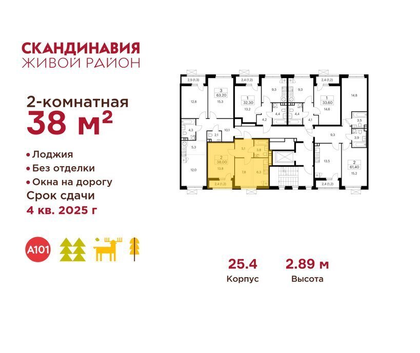 квартира г Москва метро Коммунарка ТиНАО ЖК Скандинавия, 25. 4 фото 2