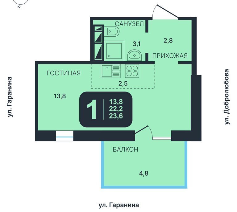 квартира г Новосибирск р-н Октябрьский Золотая Нива ул Гаранина фото 1