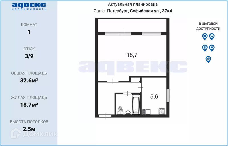 квартира г Санкт-Петербург ул Софийская 37/4 Фрунзенский фото 3