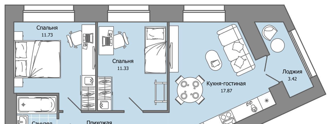 квартира г Ульяновск р-н Засвияжский Город Новаторов жилой комплекс, 3 фото 1