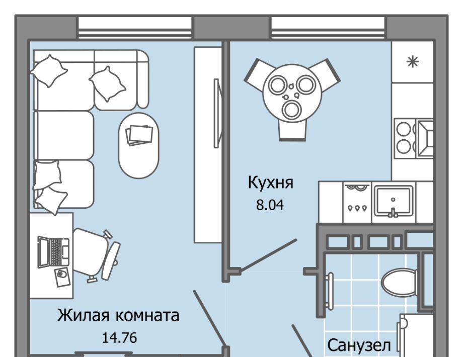 квартира г Ульяновск р-н Засвияжский Город Новаторов жилой комплекс, 2 фото 1