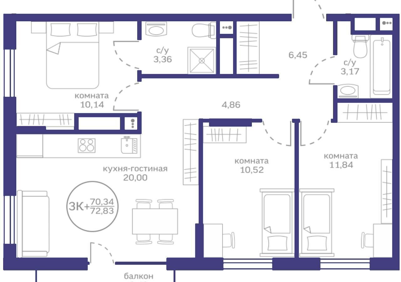 квартира г Тюмень р-н Калининский ул Краснооктябрьская 16 корп. 1 фото 2