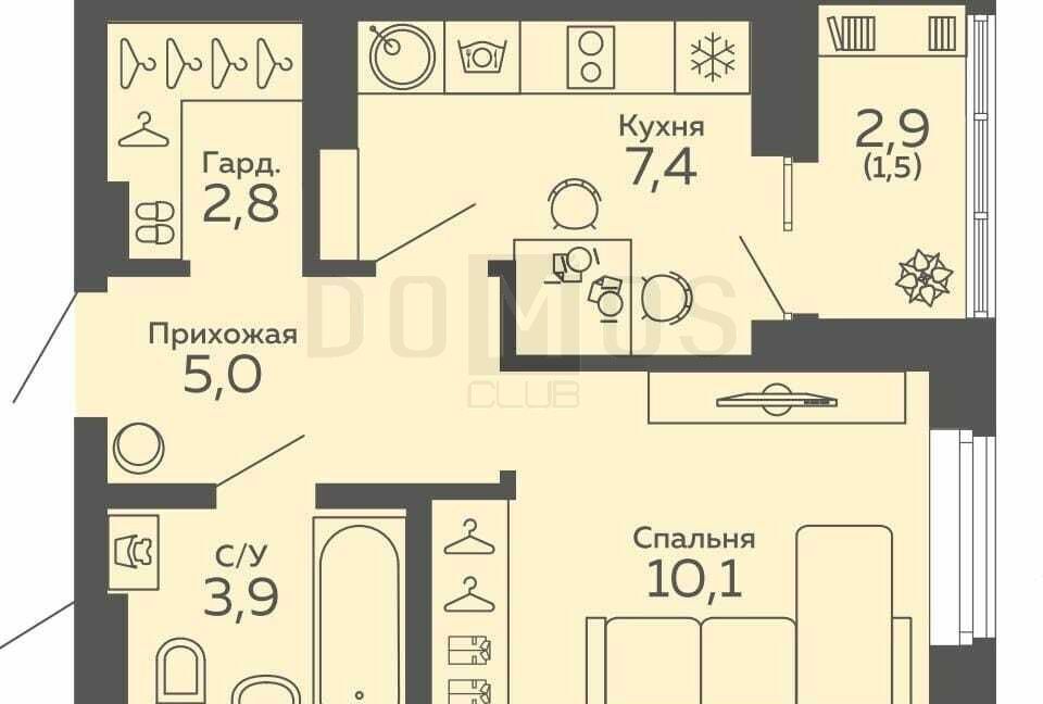 квартира г Екатеринбург р-н Октябрьский б-р Новосинарский 5 фото 1