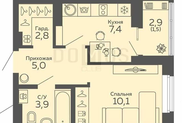 квартира р-н Октябрьский б-р Новосинарский 5 фото