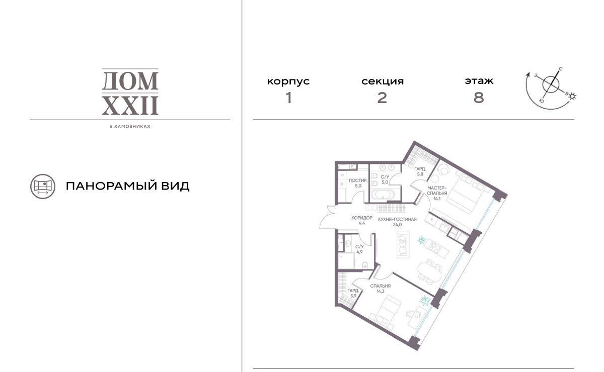 квартира г Москва метро Спортивная 531-й кв-л, Дом 22 жилой комплекс фото 1