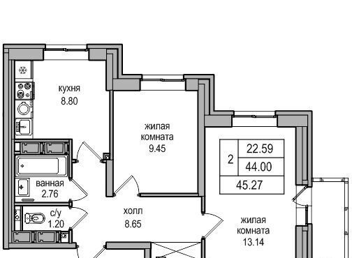 квартира г Санкт-Петербург п Парголово Парнас метро Парнас проезд Толубеевский, 34к 2 фото 2