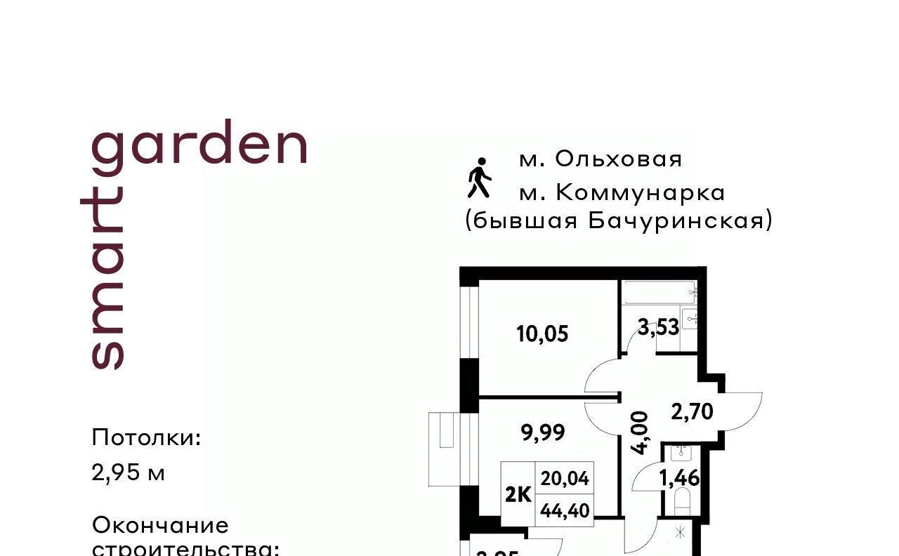 квартира г Москва п Сосенское п Газопровод метро Коммунарка Смарт Гарден жилой комплекс, 2 фото 1