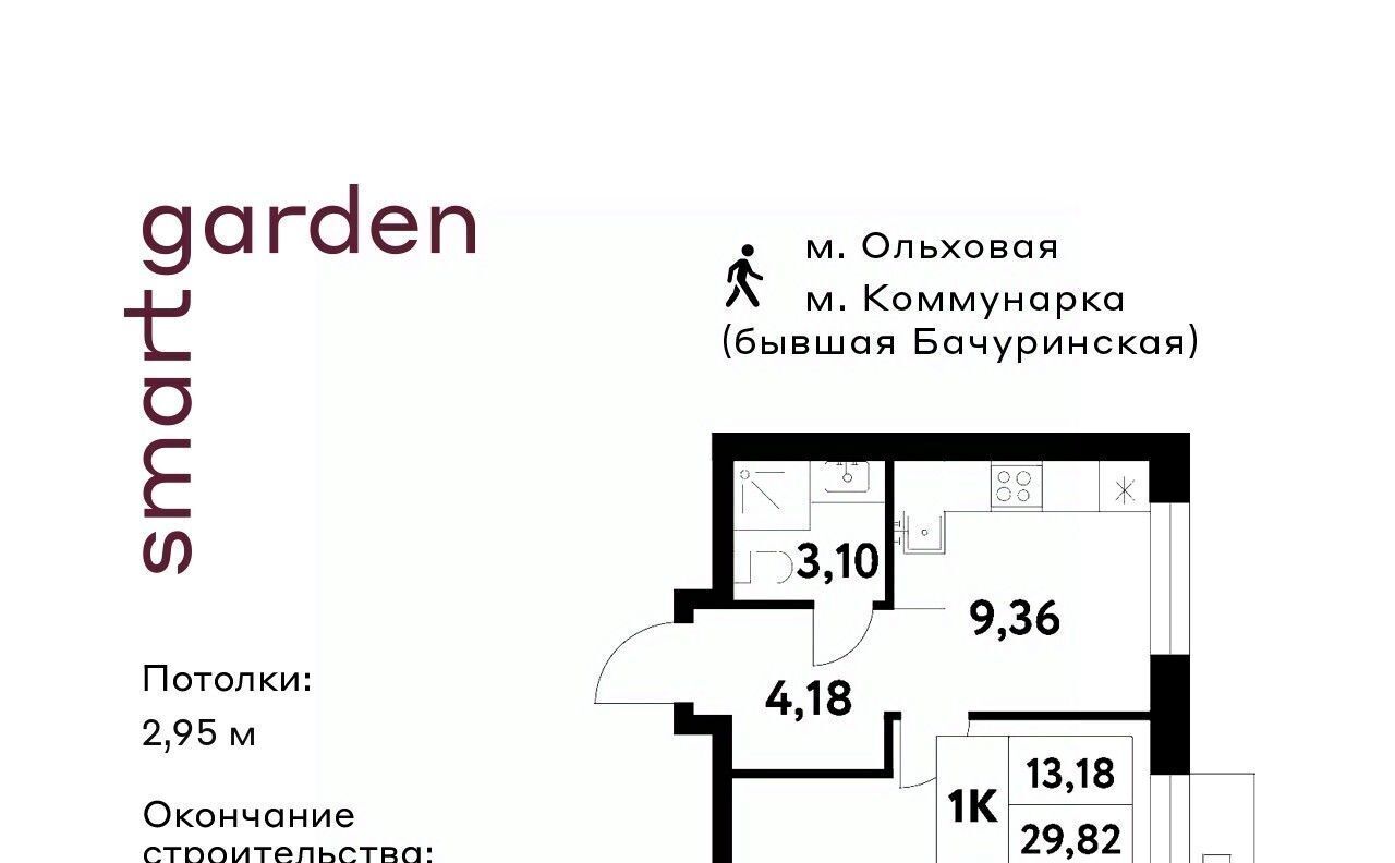 квартира г Москва п Сосенское п Газопровод метро Коммунарка Смарт Гарден жилой комплекс, 2 фото 1