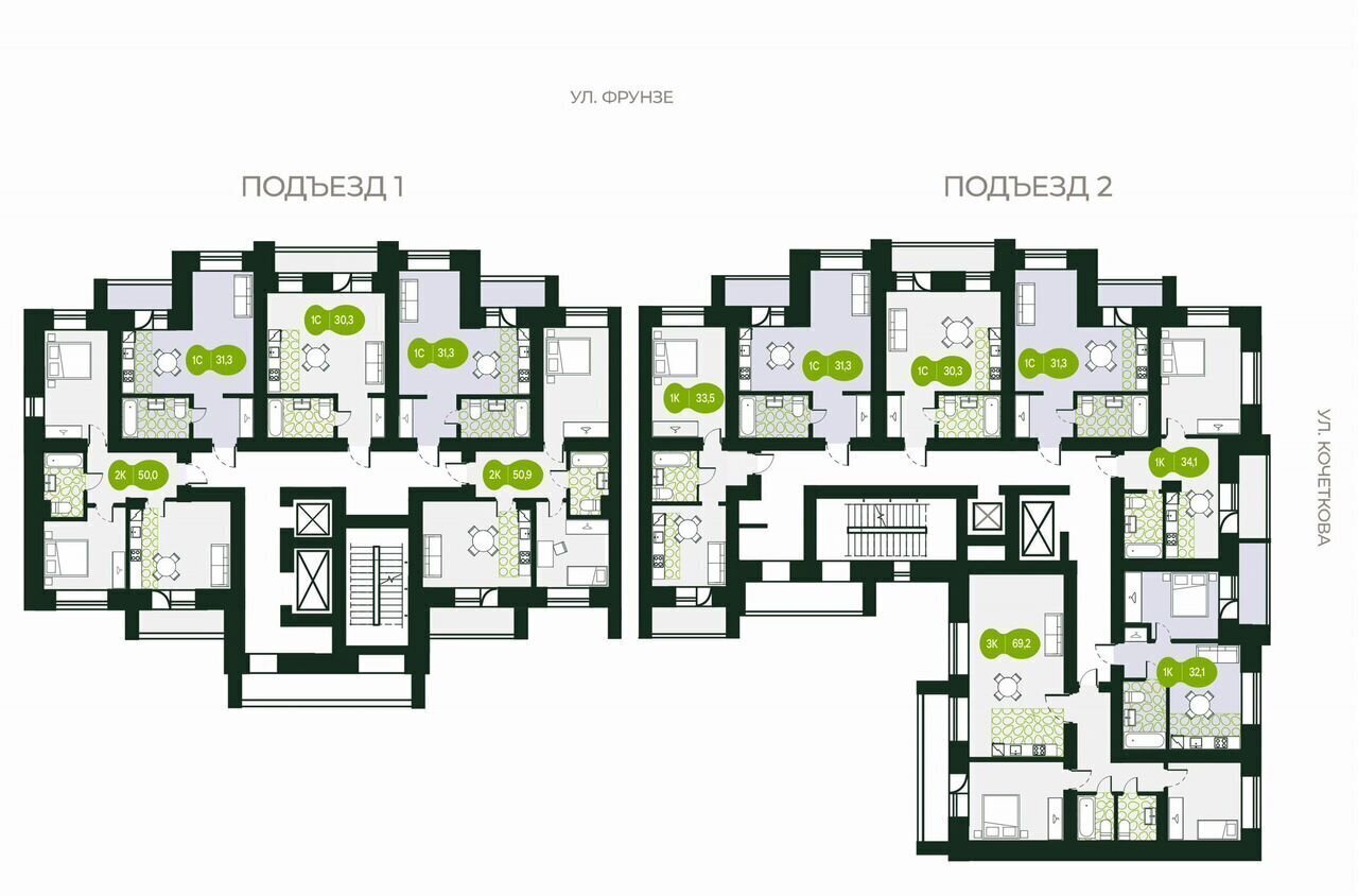 квартира г Чита р-н Центральный ул Кочеткова 76 ЖК «Таёжный» фото 12