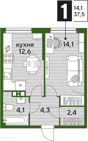 квартира Краснодар городской округ, Жилой комплекс Догма Парк фото