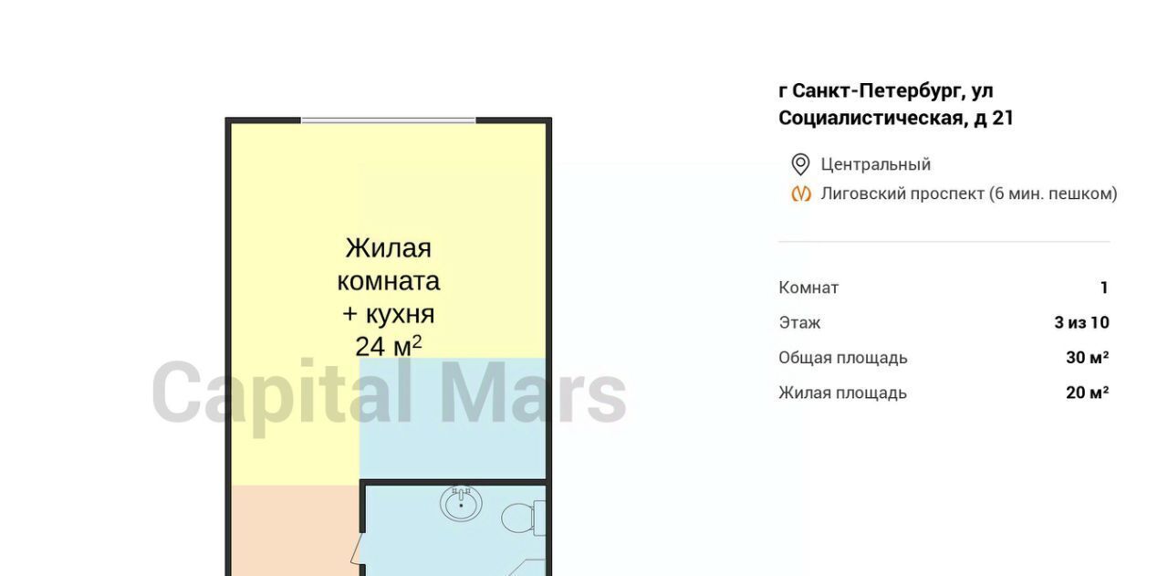 квартира г Санкт-Петербург метро Лиговский Проспект ул Социалистическая 21 Владимирский округ фото 3