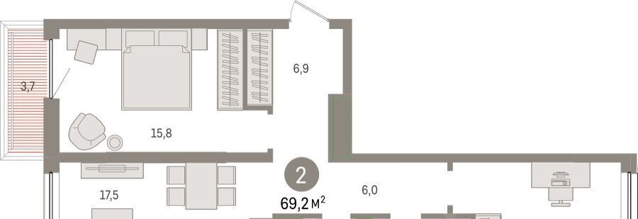 квартира г Тюмень р-н Центральный ул Мысовская 26к/1 фото 2