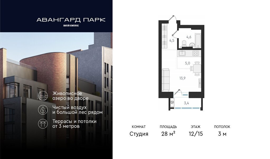 квартира г Новосибирск р-н Заельцовский Заельцовская Карьер Мочище ЖК Авангард Парк фото 1