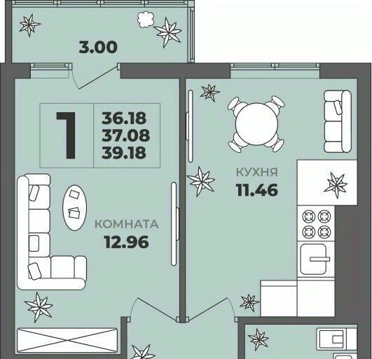 квартира г Калининград р-н Московский ул Генерала Толстикова 36к/2 фото 1