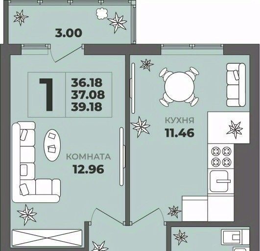 квартира г Калининград р-н Московский ул Генерала Толстикова 36к/2 фото 1