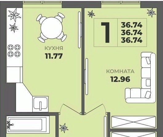 квартира г Калининград р-н Московский ул Генерала Толстикова 36к/2 фото 1