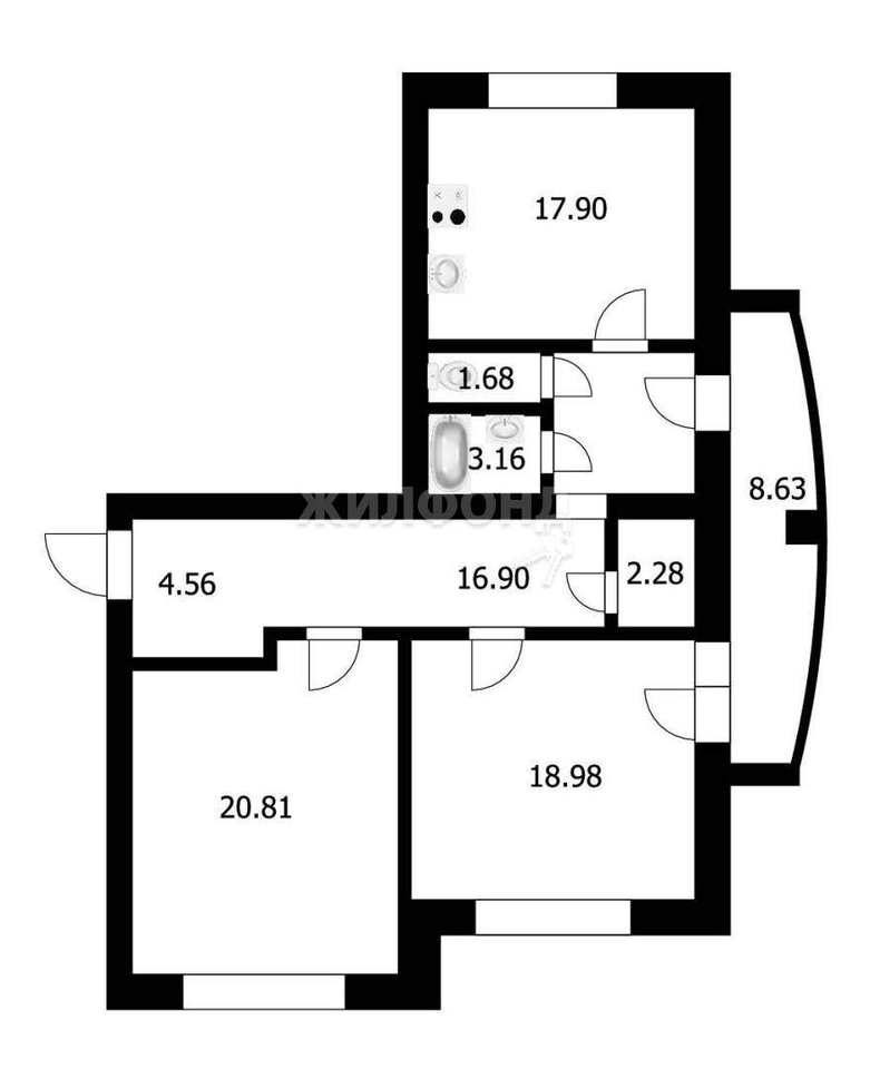 квартира р-н Новосибирский рп Краснообск 2 квартал, д. 227 фото 19