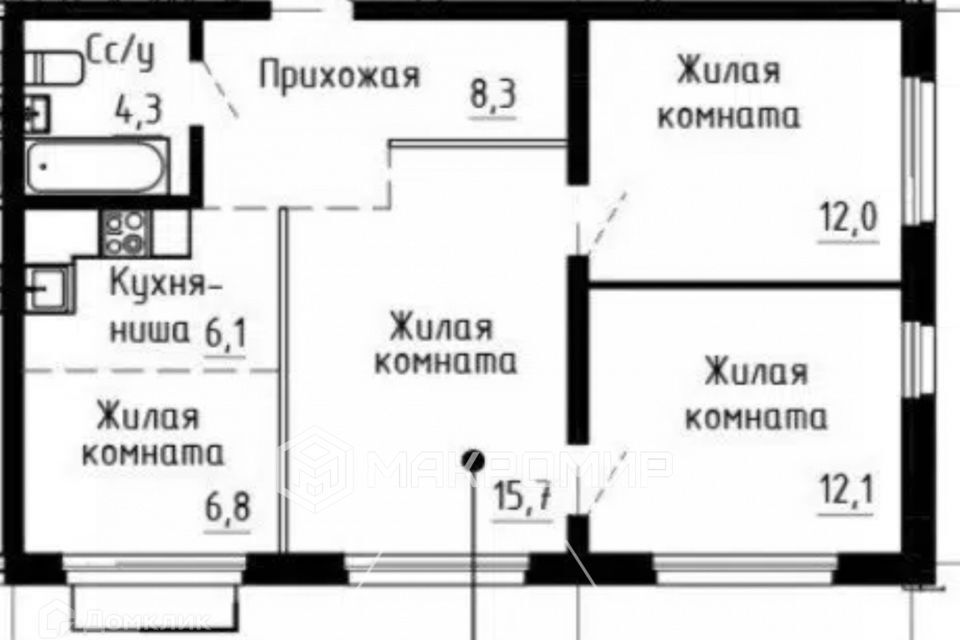 квартира г Новосибирск р-н Первомайский Радиостанция N2, 1, Новосибирск городской округ фото 2