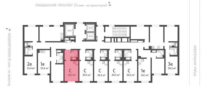 квартира г Санкт-Петербург метро Академическая ЖК «Ручьи» фото 2