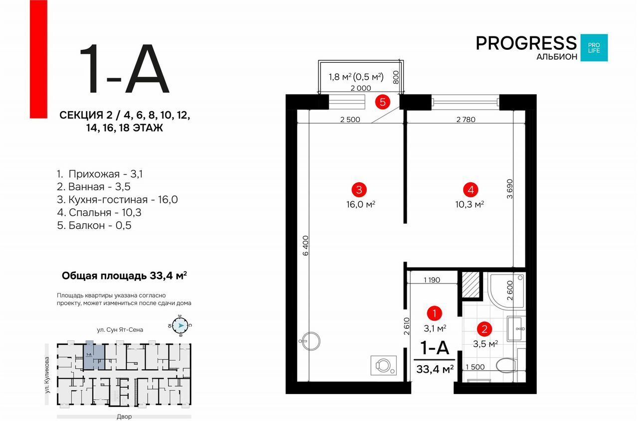 квартира г Астрахань р-н Кировский ул Куликова PROGRESS Альбион фото 21