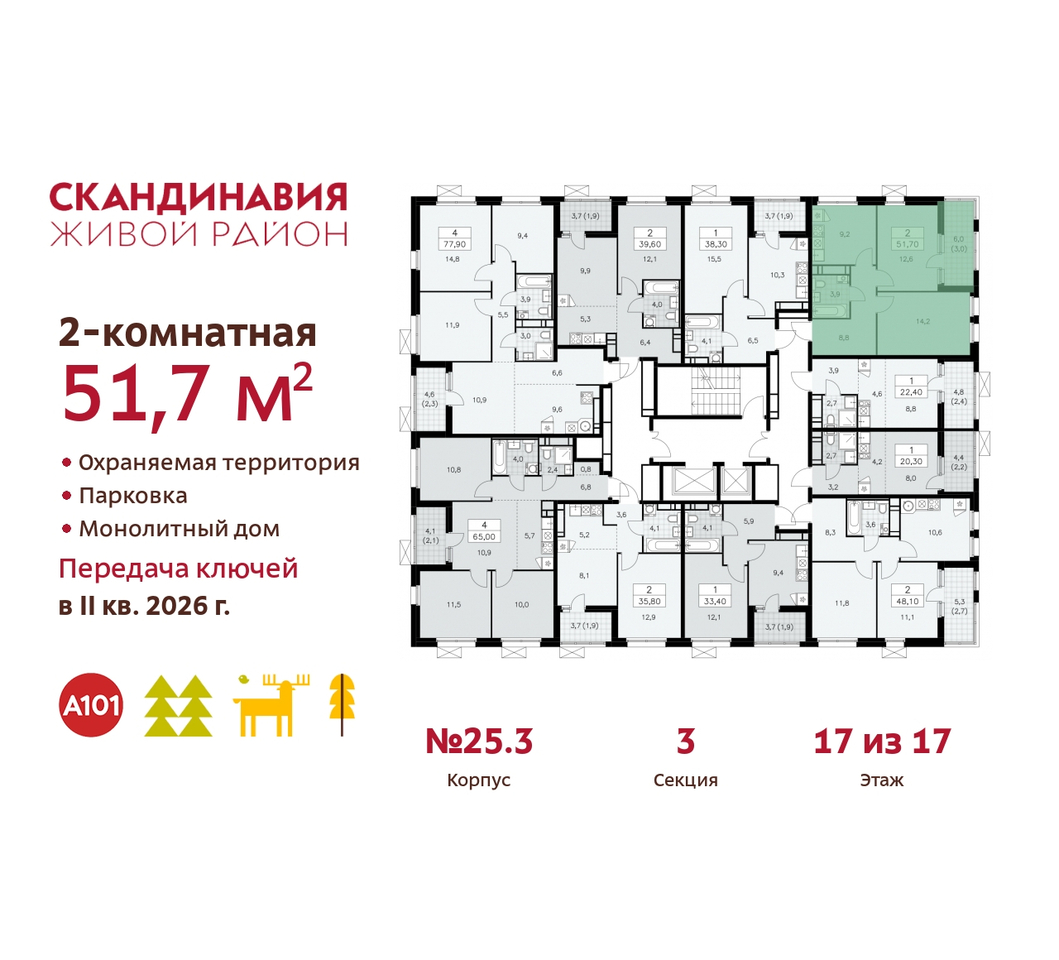 квартира г Москва п Сосенское жилой район «Скандинавия» б-р Скандинавский 25/3 Сосенское, Бутово фото 2