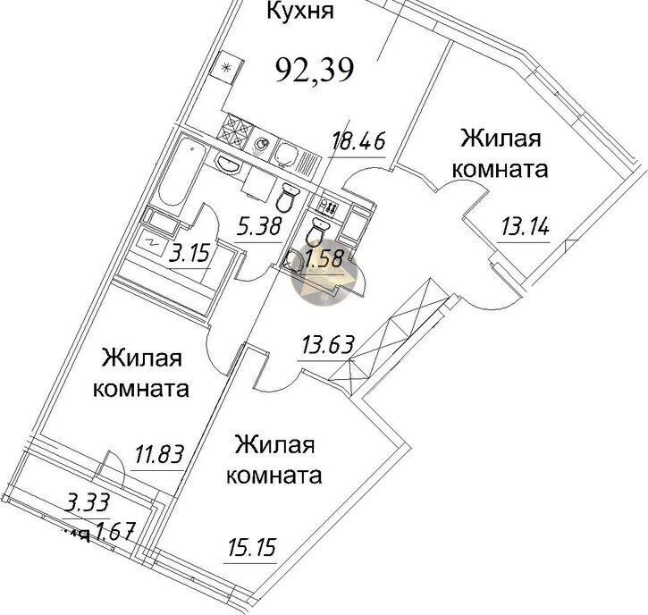 квартира г Санкт-Петербург метро Комендантский Проспект пр-кт Авиаконструкторов 54 квартал Modum округ Юнтолово фото 1