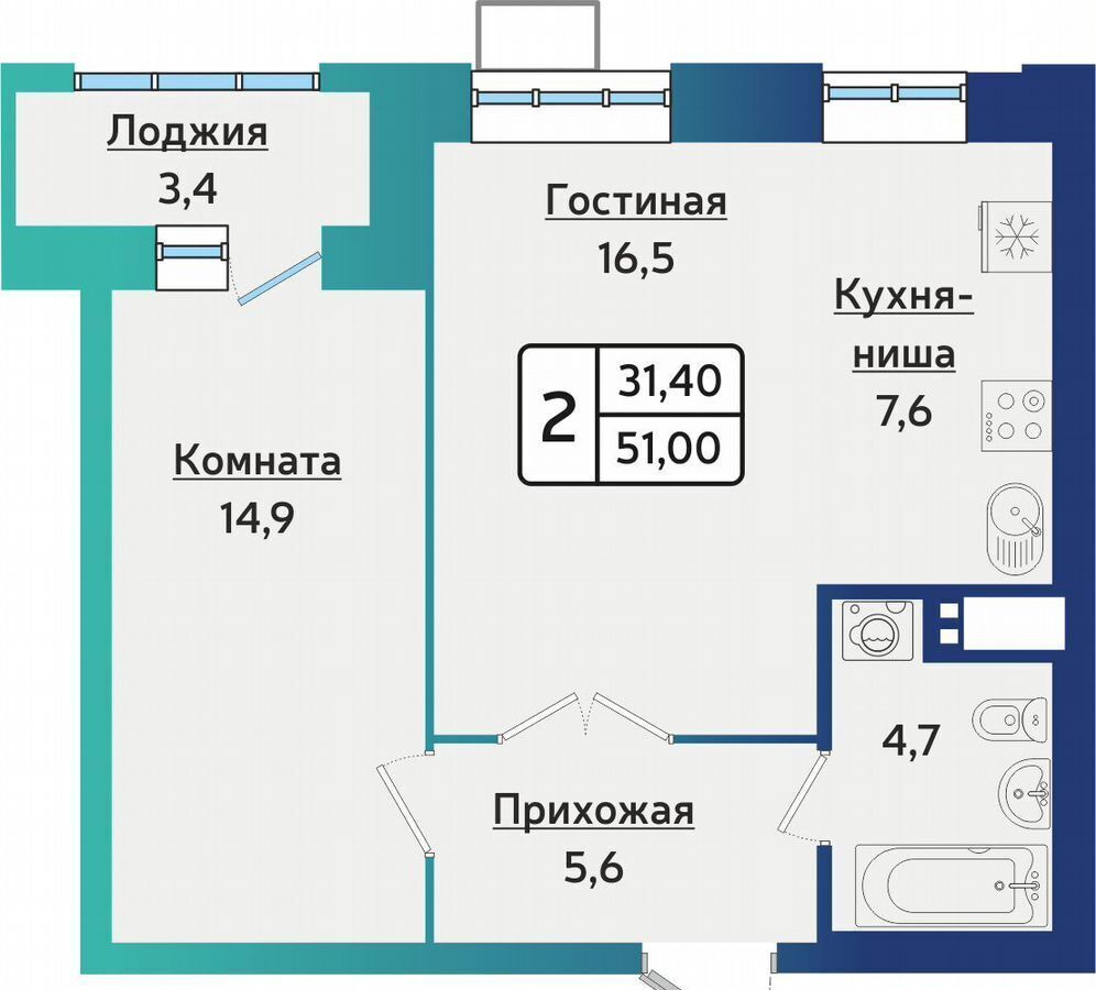 квартира г Ижевск р-н Устиновский Восточный ул Архитектора П.П.Берша 42 ЖК «BershaCity» фото 1