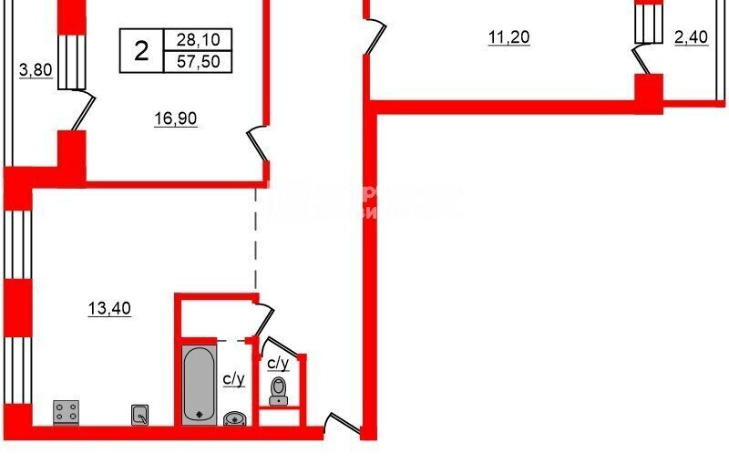 квартира г Санкт-Петербург метро Комендантский Проспект ул Планерная 67к/1 округ Юнтолово фото 15