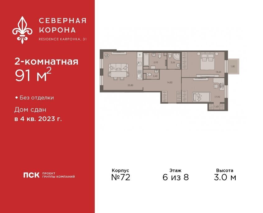 квартира г Санкт-Петербург метро Петроградская наб Реки Карповки 31к/1 округ Чкаловское фото 1