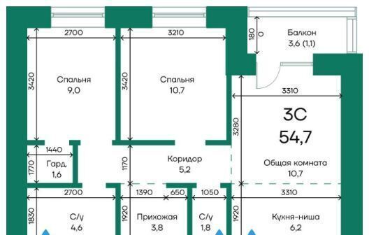 квартира г Барнаул р-н Индустриальный ул Просторная 390 ЖК «Широта» корп. 1 фото 22