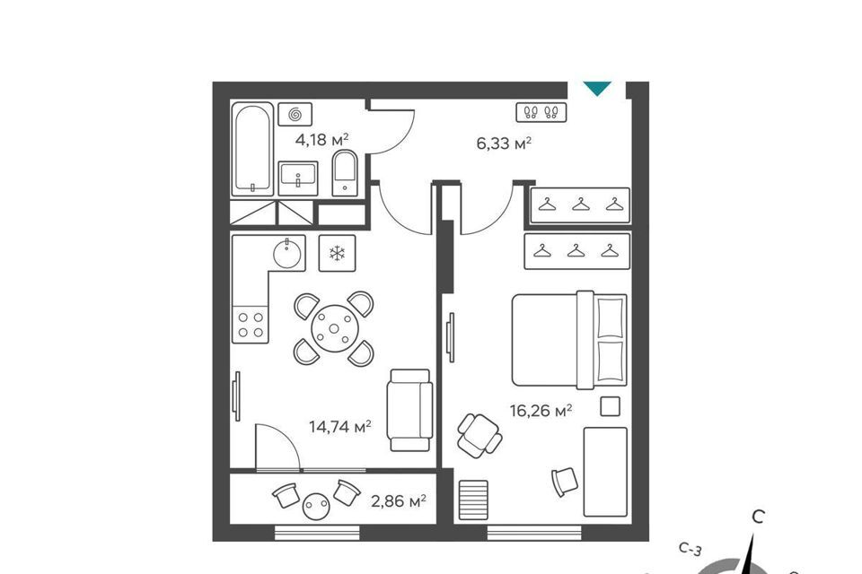 квартира г Нижний Новгород р-н Приокский ш Анкудиновское 34 Клубный дом «Green House» Нижний Новгород городской округ фото 7