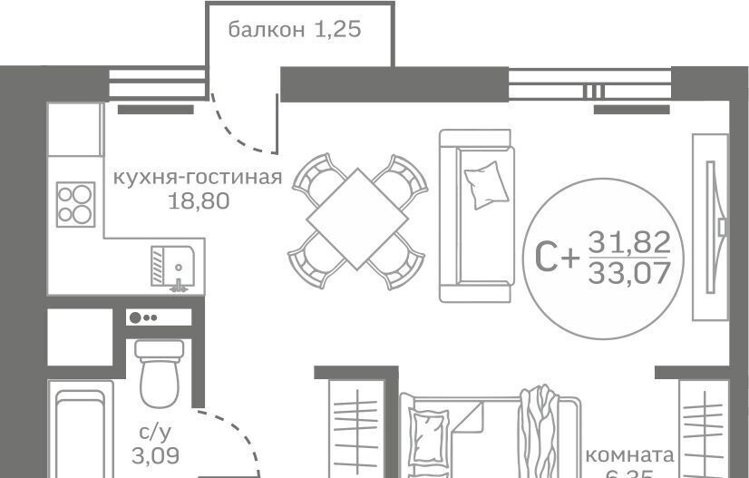 квартира р-н Тюменский д Патрушева ул Петра Ершова 8 фото 1