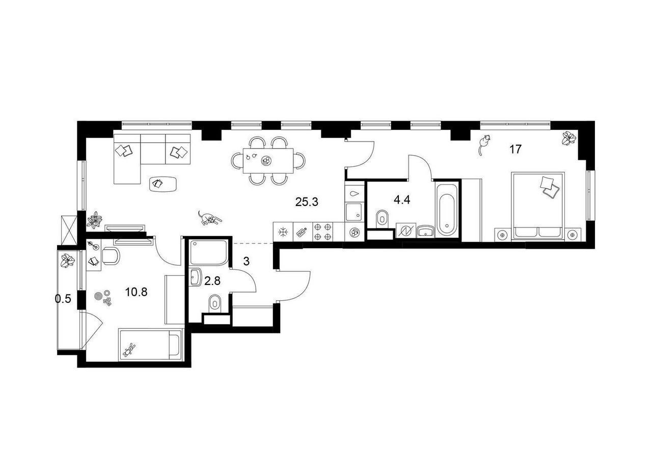 квартира г Москва метро Кантемировская б-р Кавказский з/у 51/3, корп. 3. 4 фото 1