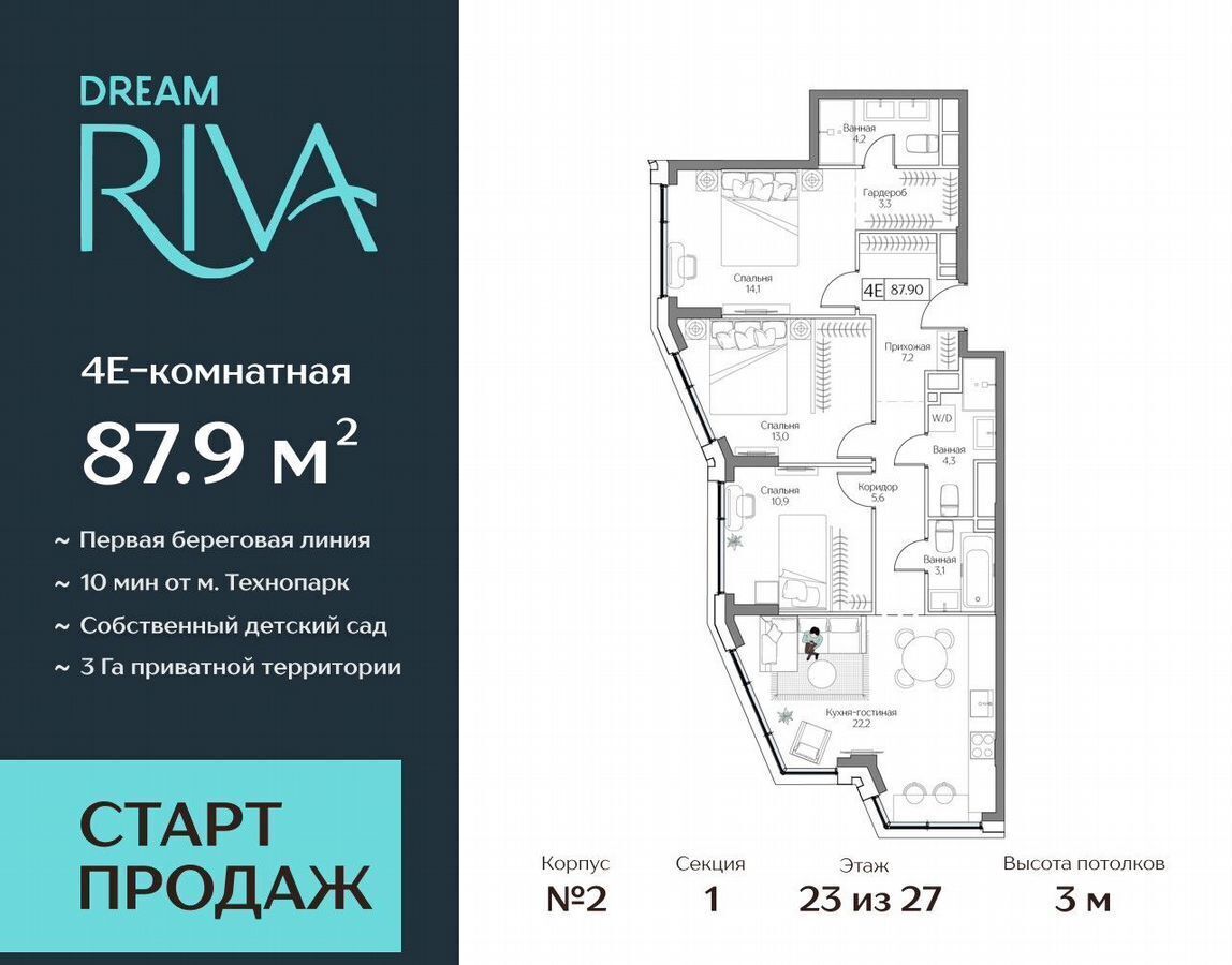 квартира г Москва метро Технопарк метро Нагатинская ЖК DREAM RIVA з/у 2, г Химки, пойма фото 1