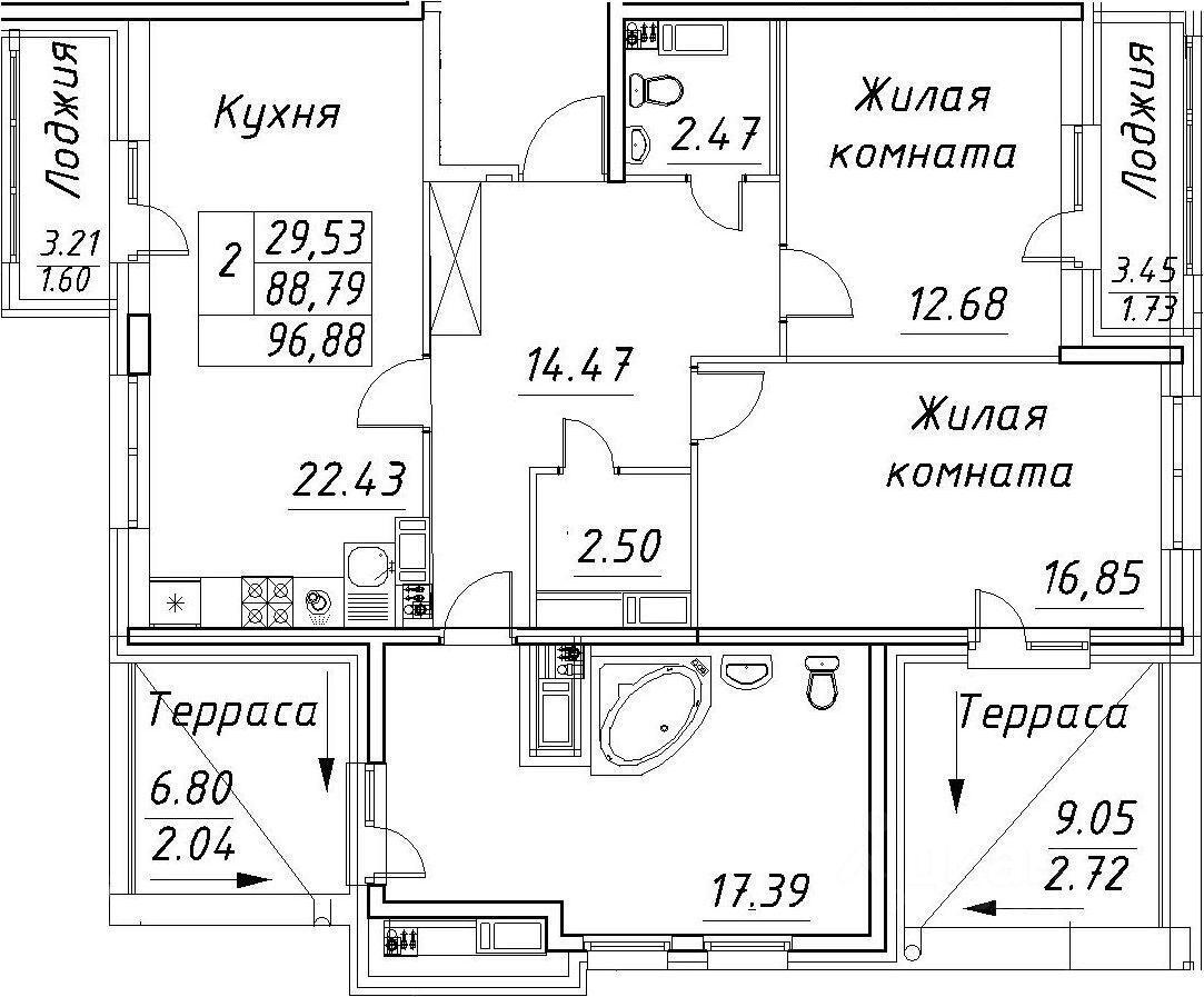 квартира г Санкт-Петербург пр-кт Авиаконструкторов 54 округ Юнтолово, ЖК «Modum», с 1, Ленинградская область фото 23