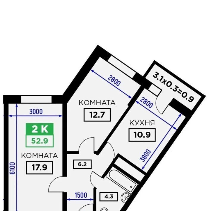 квартира г Краснодар р-н Прикубанский ул Домбайская 55к/5 фото 5