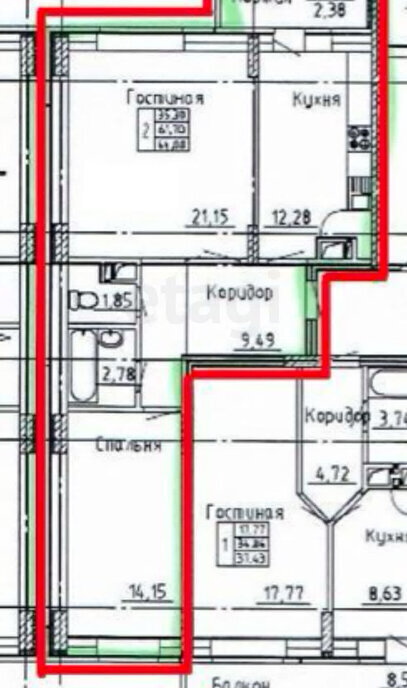 квартира г Воронеж р-н Коминтерновский пр-кт Московский 48б ЖК «Статус» фото 13