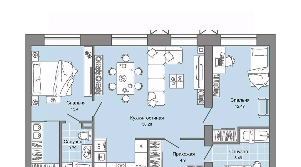 квартира г Ульяновск р-н Заволжский пр-кт Зырина 13 фото 1