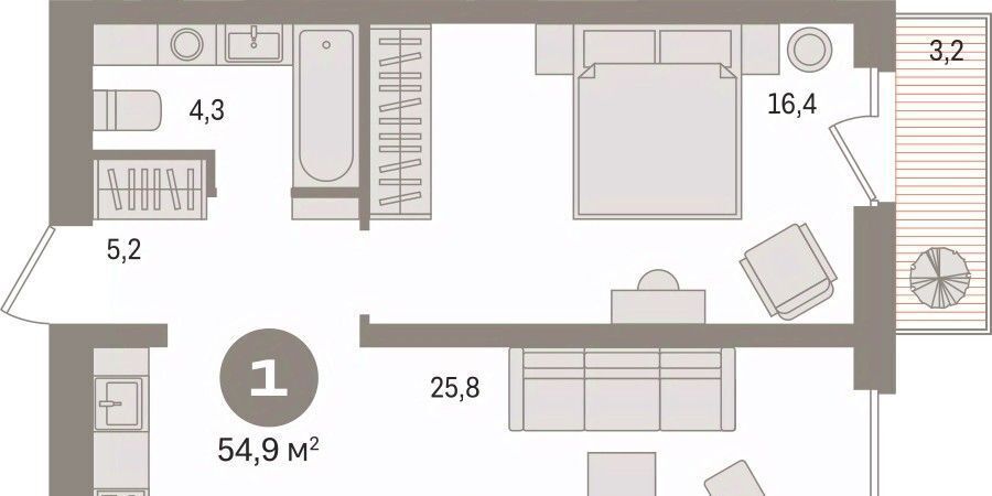 квартира г Сургут 35-й микрорайон ЖК квартал Новин 35-й фото 3