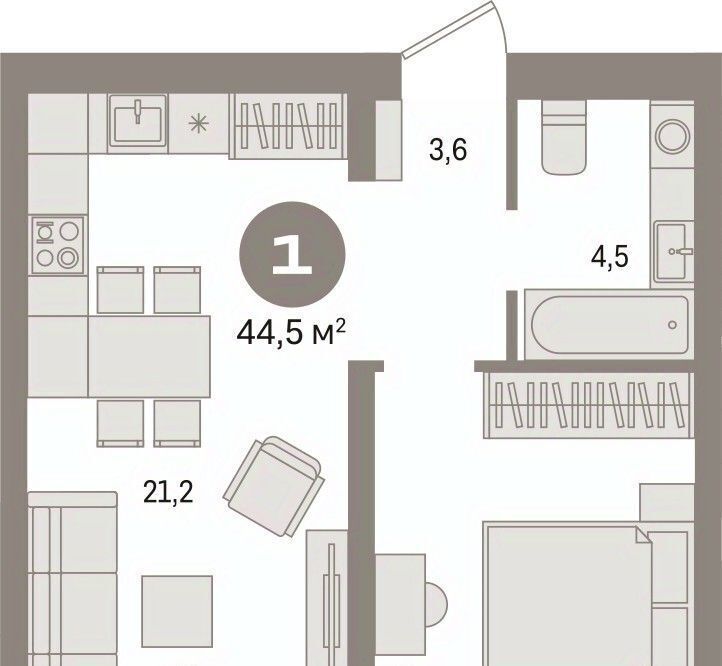 квартира г Сургут 35-й микрорайон ЖК квартал Новин 35-й фото 3