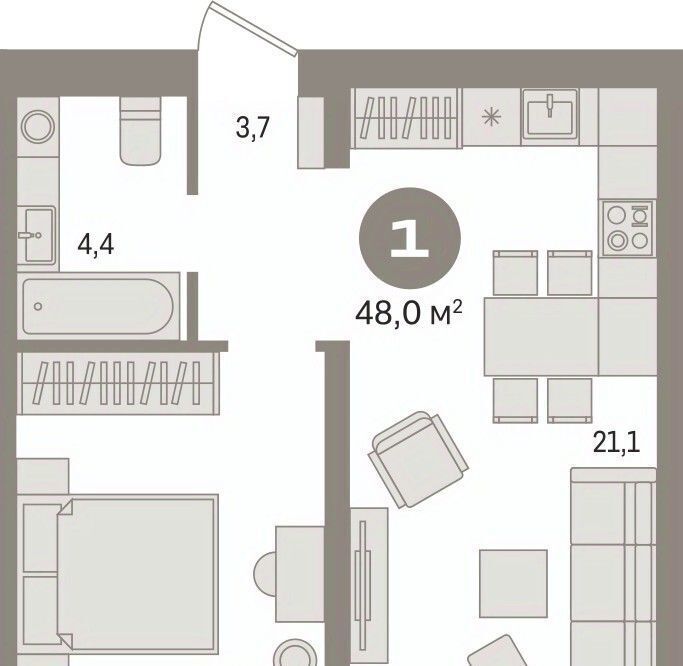 квартира г Сургут 35-й микрорайон ЖК квартал Новин 35-й фото 3