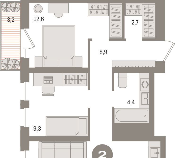 квартира г Сургут 35-й микрорайон ЖК квартал Новин 35-й фото 3