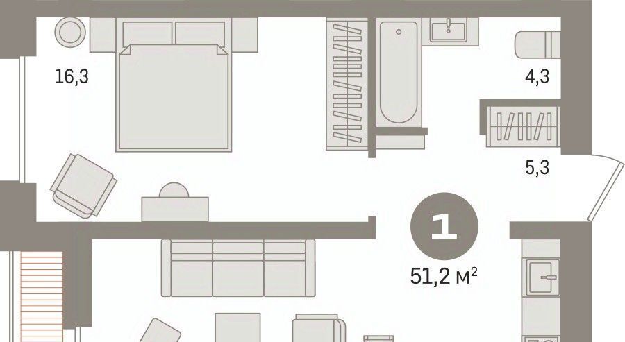 квартира г Сургут 35-й микрорайон ЖК квартал Новин 35-й фото 3