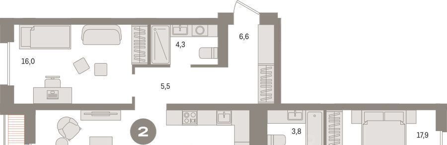 квартира г Сургут 35-й микрорайон ЖК квартал Новин 35-й фото 3