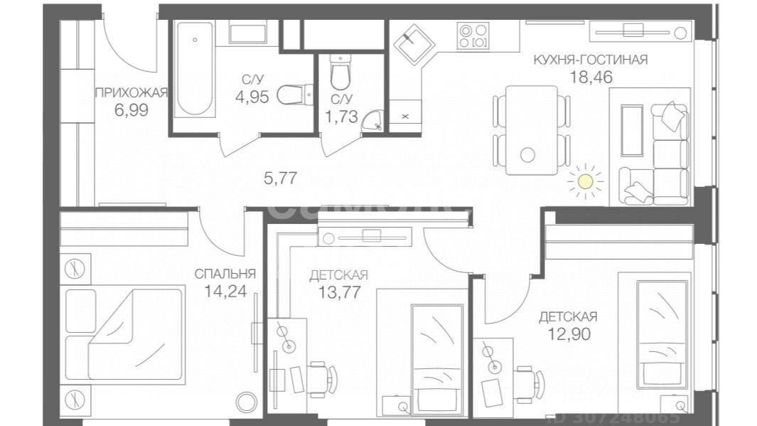 квартира г Москва метро Шелепиха проезд Шмитовский 39к/4 фото 5