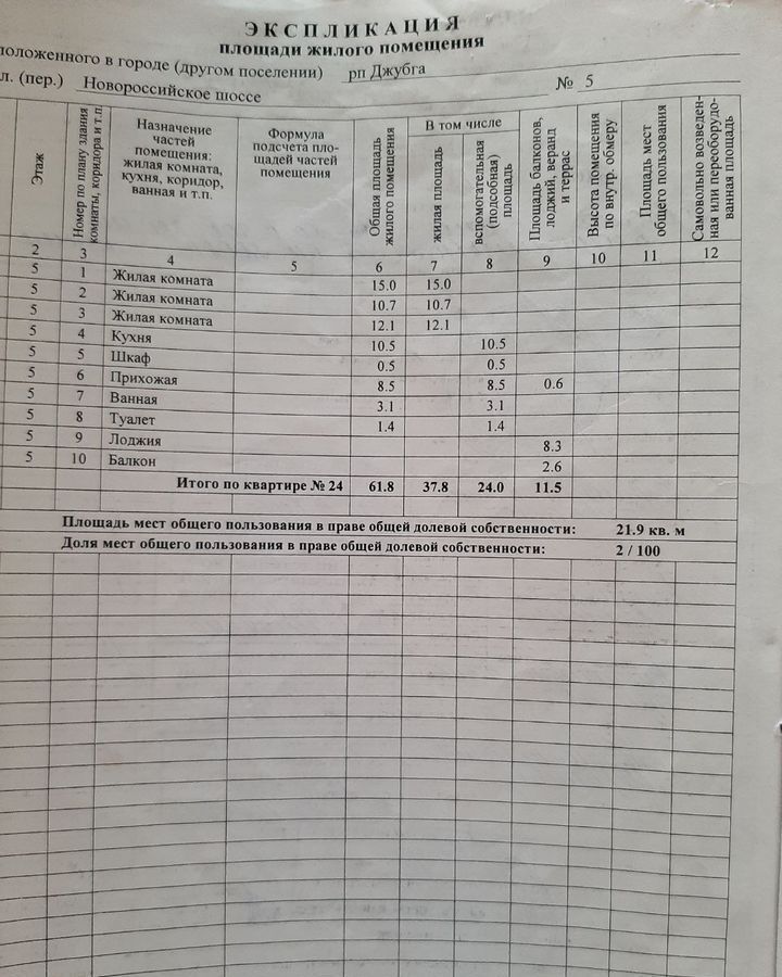 квартира р-н Туапсинский пгт Джубга ул Новороссийское шоссе 5 фото 11