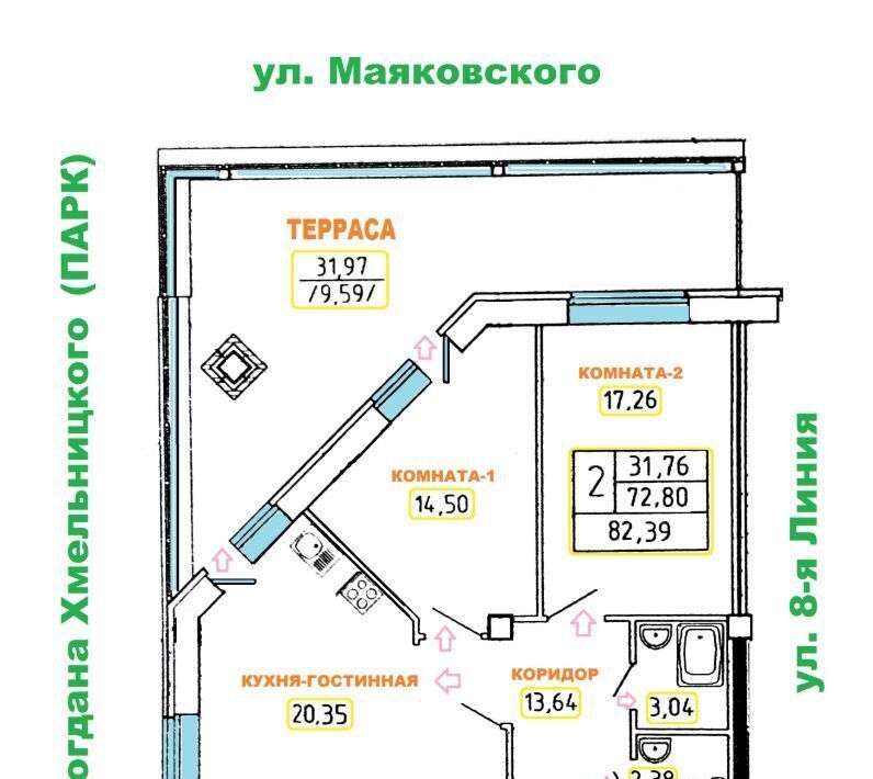 квартира г Омск р-н Октябрьский ул Маяковского 97 фото 48