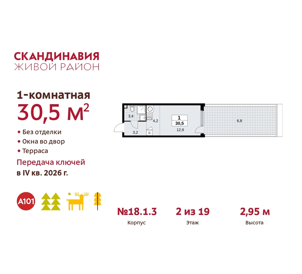 квартира г Москва п Сосенское жилой район «Скандинавия» Сосенское, жилой комплекс Скандинавия, 18. 1.3, Бутово фото 1