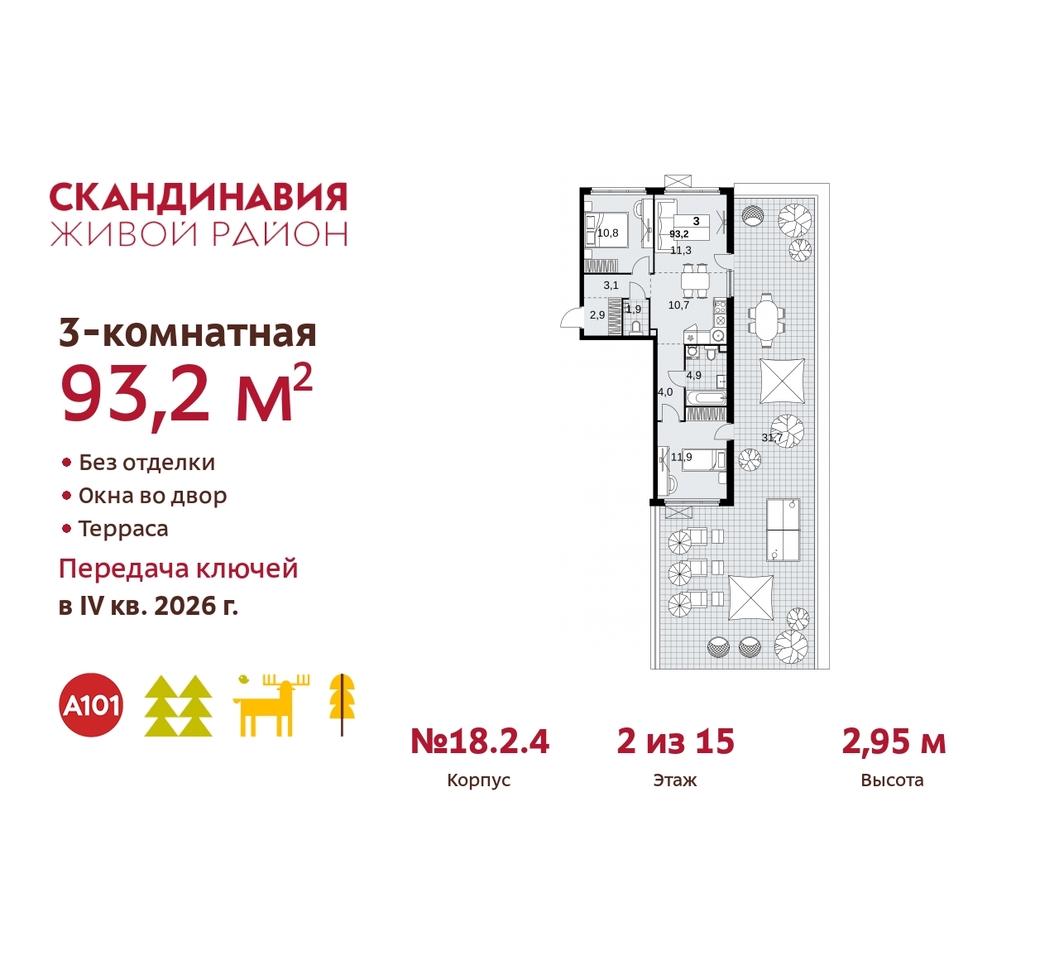 квартира г Москва п Сосенское жилой район «Скандинавия» Сосенское, жилой комплекс Скандинавия, 18. 2.4, Бутово фото 1