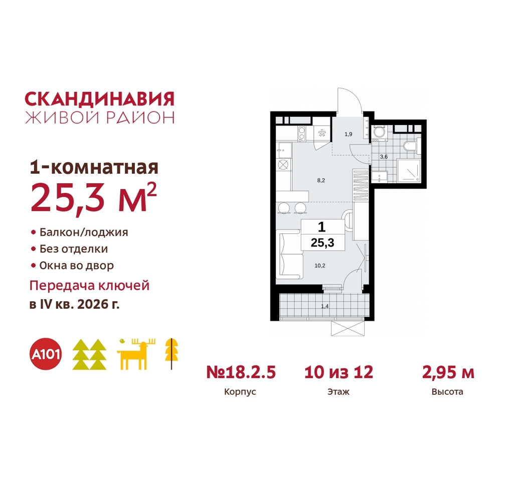 квартира г Москва п Сосенское жилой район «Скандинавия» Сосенское, жилой комплекс Скандинавия, 18. 2.5, Бутово фото 1